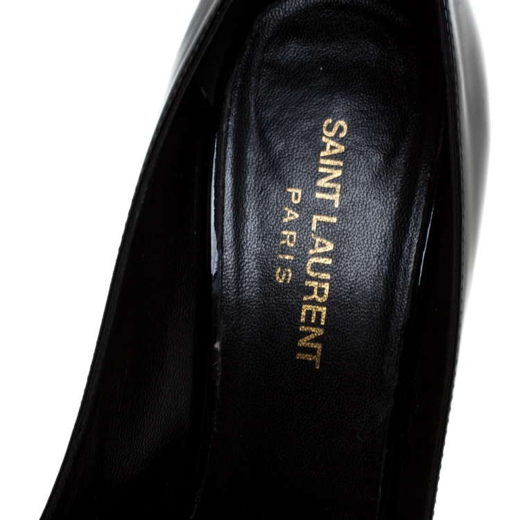 Pre Owned Saint Laurent Paris Black Patent Leather Classic Paris Pointed Toe Pumps Size 40