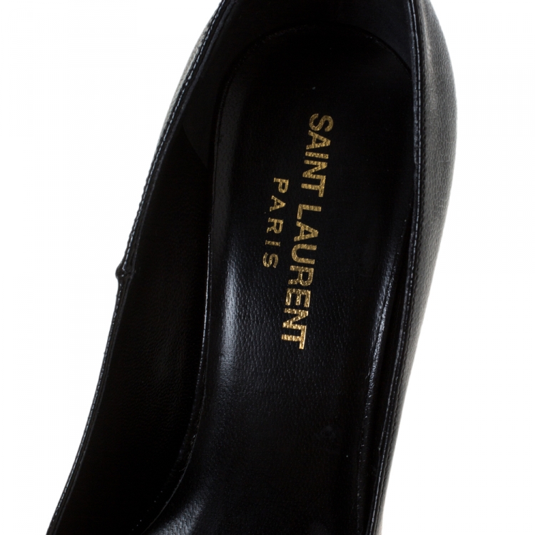 Pre Owned Saint Laurent Black Leather Janis Platform Pumps Size 36