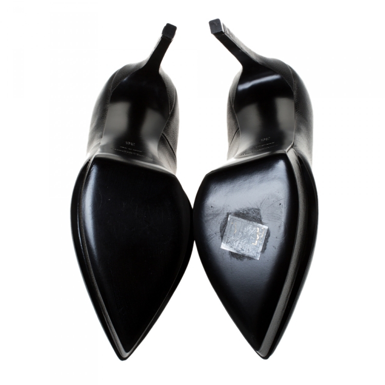 Pre Owned Saint Laurent Black Leather Janis Platform Pumps Size 36