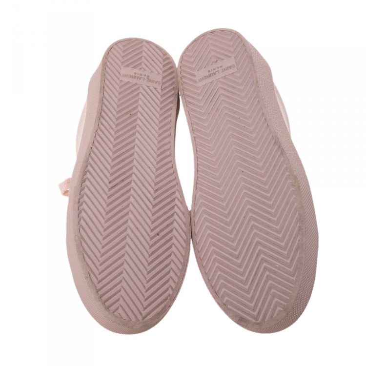 Pre Owned Saint Laurent Paris Pink Leather Andy Low Top Sneakers Size 38.5