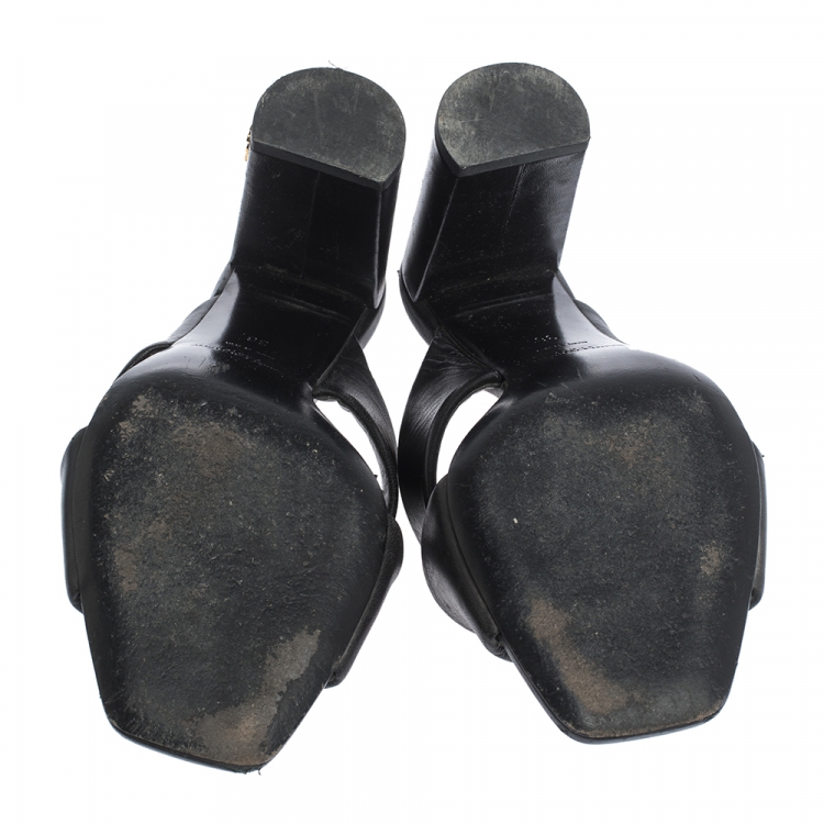 Pre Owned Saint Laurent Paris Black Leather Loulou Criss Cross Mules Size 36