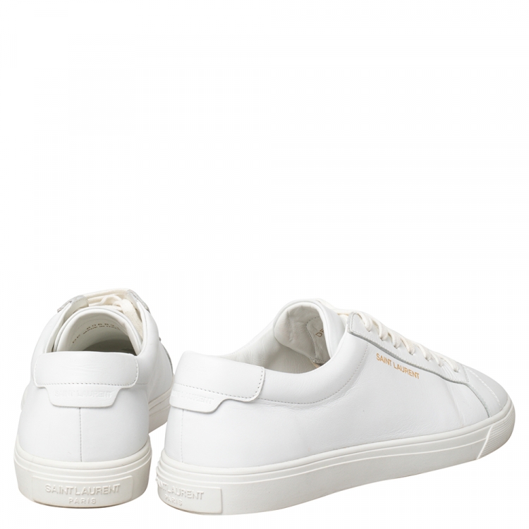 Pre Owned Saint Laurent White Leather Andy Low Top Sneakers Size 38.5