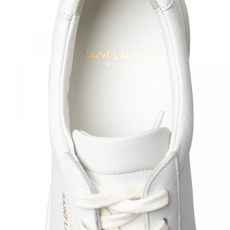 Pre Owned Saint Laurent White Leather Andy Low Top Sneakers Size 38.5