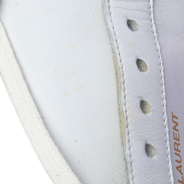 Pre Owned Saint Laurent White Leather Andy Low Top Sneakers Size 38.5