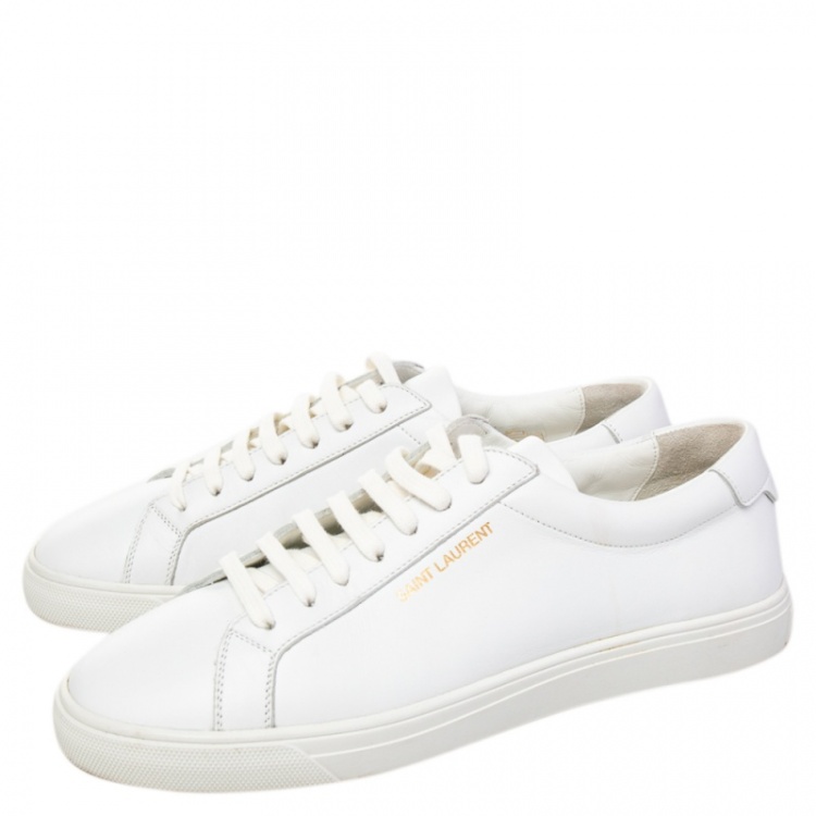 Pre Owned Saint Laurent White Leather Andy Low Top Sneakers Size 38.5