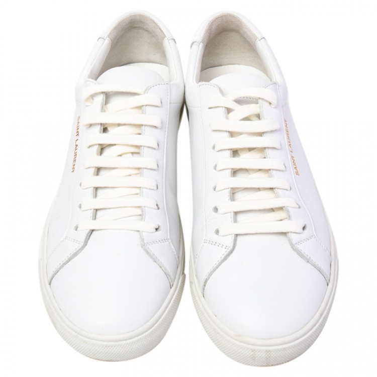 Pre Owned Saint Laurent White Leather Andy Low Top Sneakers Size 38.5