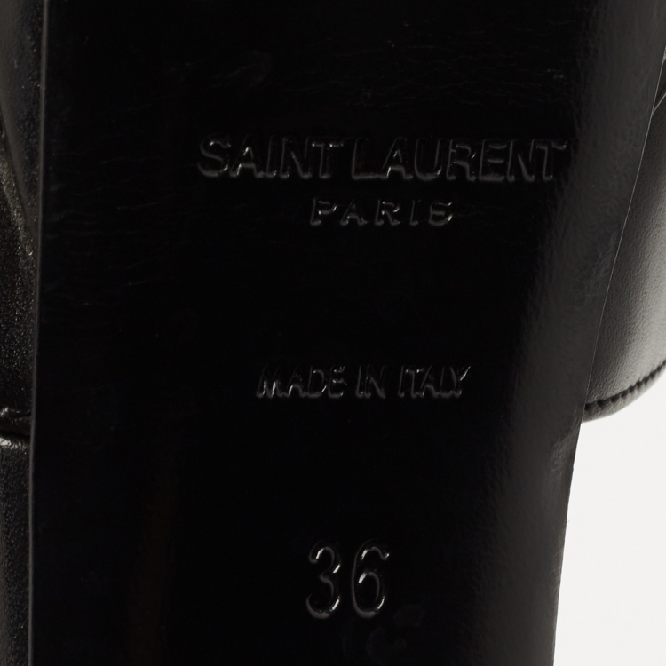 Pre Owned Saint Laurent Black Leather T Strap Pumps Size 36