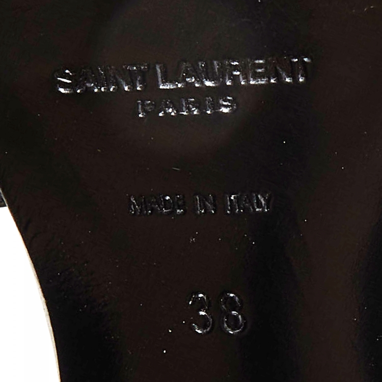 Pre Owned Saint Laurent Black Leather Tribute Ankle Strap Sandals Size 38