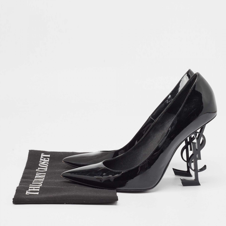 Pre Owned Saint Laurent Black Patent Leather Opyum Pumps Size 41