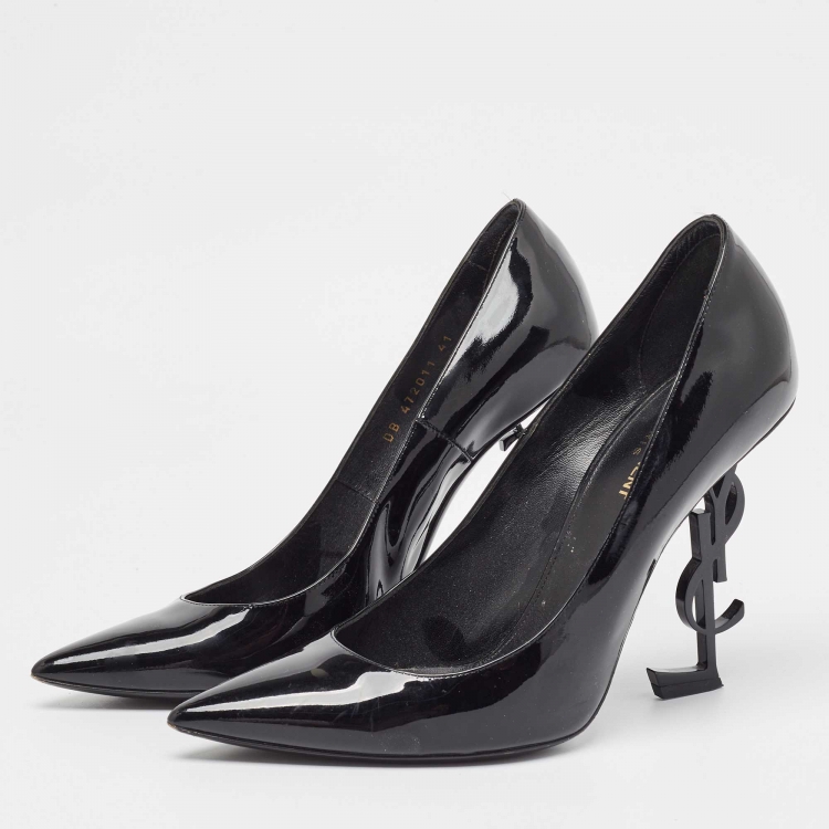 Pre Owned Saint Laurent Black Patent Leather Opyum Pumps Size 41