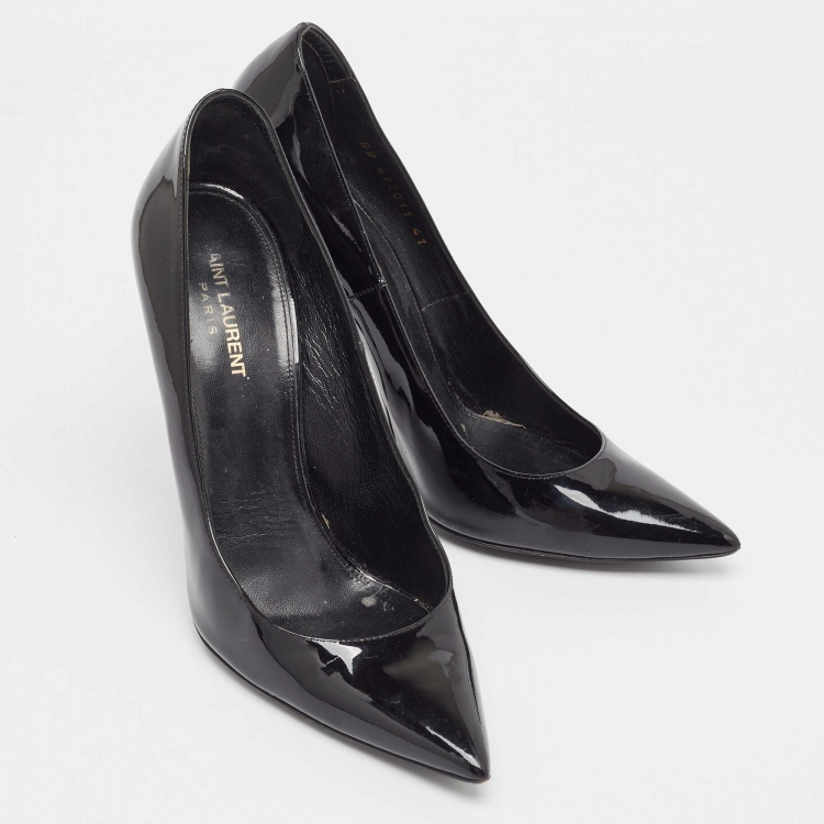 Pre Owned Saint Laurent Black Patent Leather Opyum Pumps Size 41