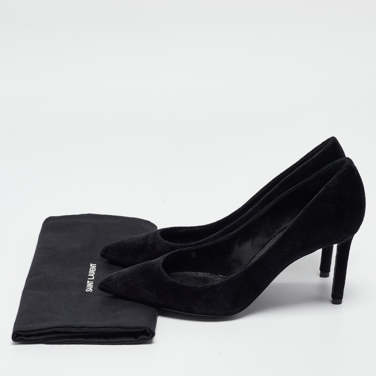 Pre Owned Saint Laurent Black Velvet Anja Pumps Size 38