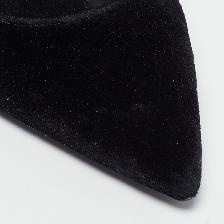 Pre Owned Saint Laurent Black Velvet Anja Pumps Size 38