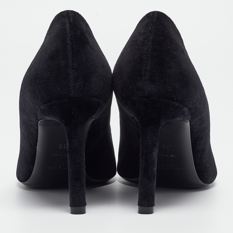 Pre Owned Saint Laurent Black Velvet Anja Pumps Size 38