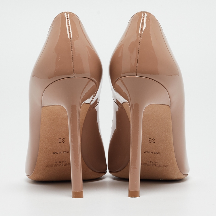Pre Owned Saint Laurent Beige Patent Beige  Anja Pumps Size 36