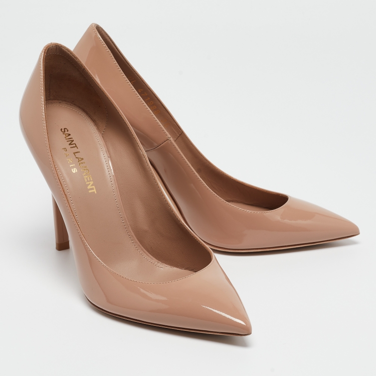 Pre Owned Saint Laurent Beige Patent Beige  Anja Pumps Size 36