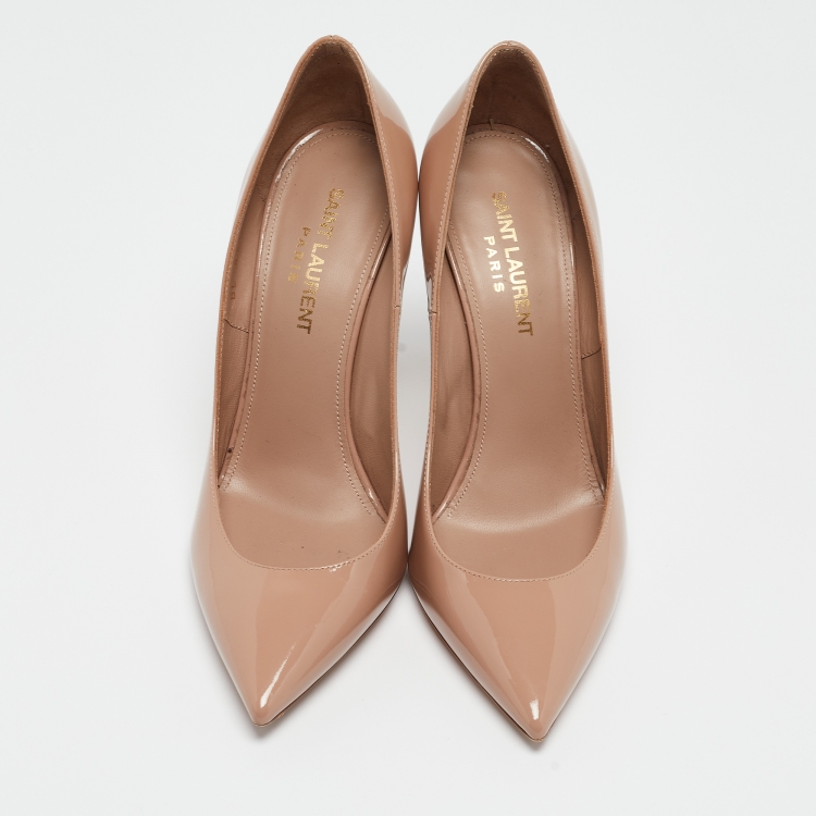 Pre Owned Saint Laurent Beige Patent Beige  Anja Pumps Size 36