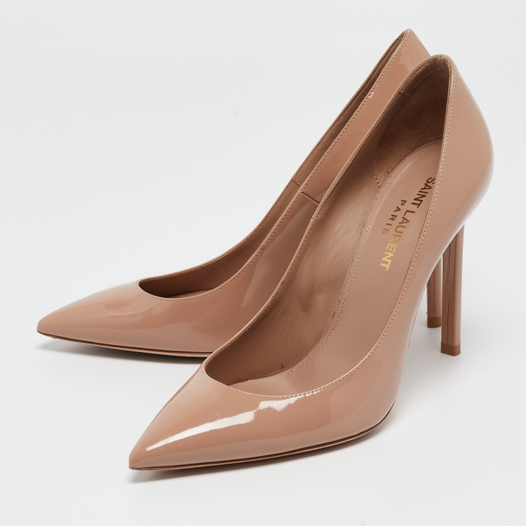 Pre Owned Saint Laurent Beige Patent Beige  Anja Pumps Size 36