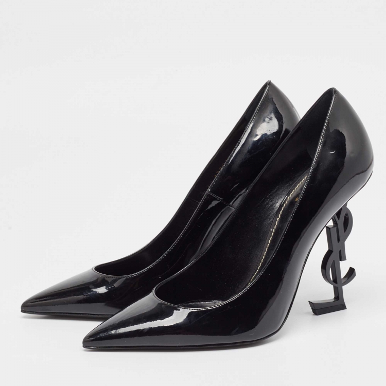 Pre Owned Saint Laurent Black Patent Leather Opyum Pumps Size 39