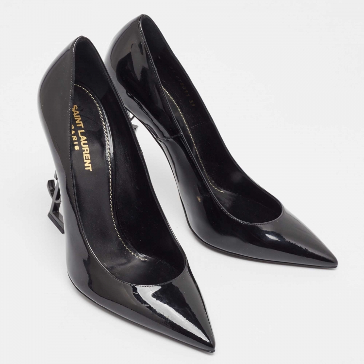 Pre Owned Saint Laurent Black Patent Leather Opyum Pumps Size 39