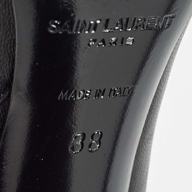 Pre Owned Saint Laurent Black Leather Lou Ankle Boots Size 38