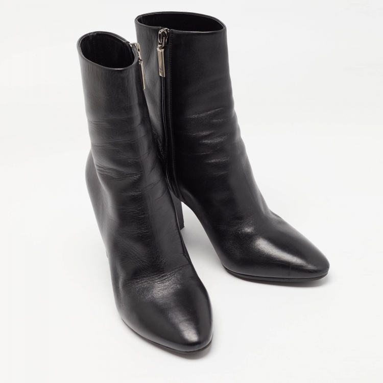 Pre Owned Saint Laurent Black Leather Lou Ankle Boots Size 38