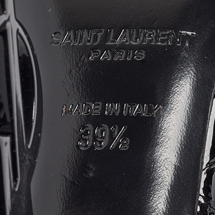 Pre Owned Saint Laurent Black Croc Embossed Patent Leather Opyum Pumps Size 39.5