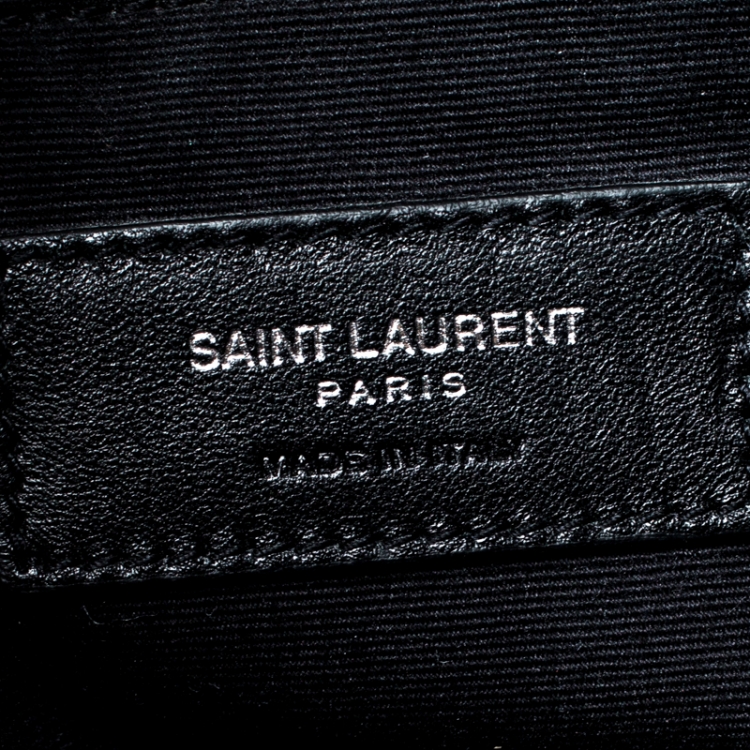 Pre Owned Saint Laurent Paris Black Matelasse Patent Leather LouLou Backpack