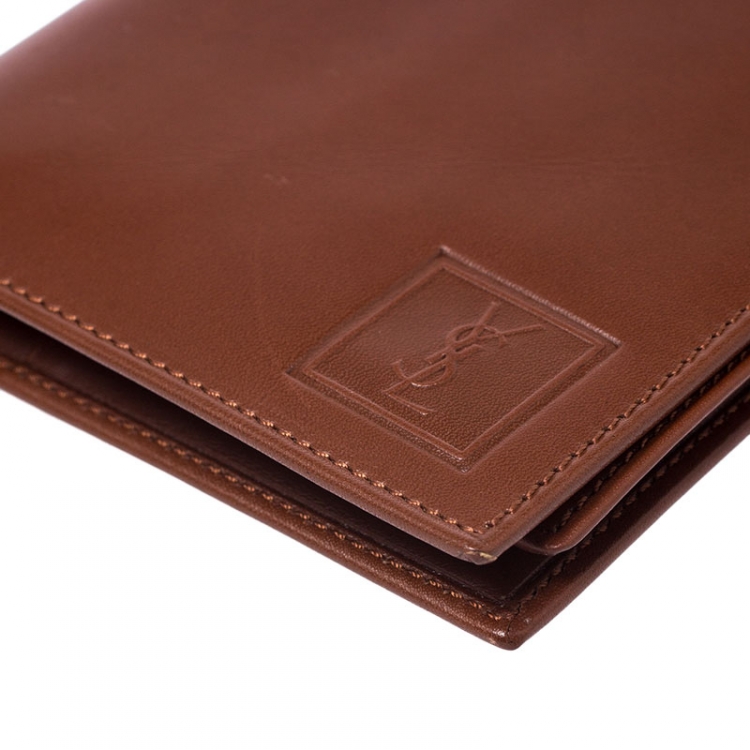 Pre Owned Saint Laurent Brown Leather Passport Cover