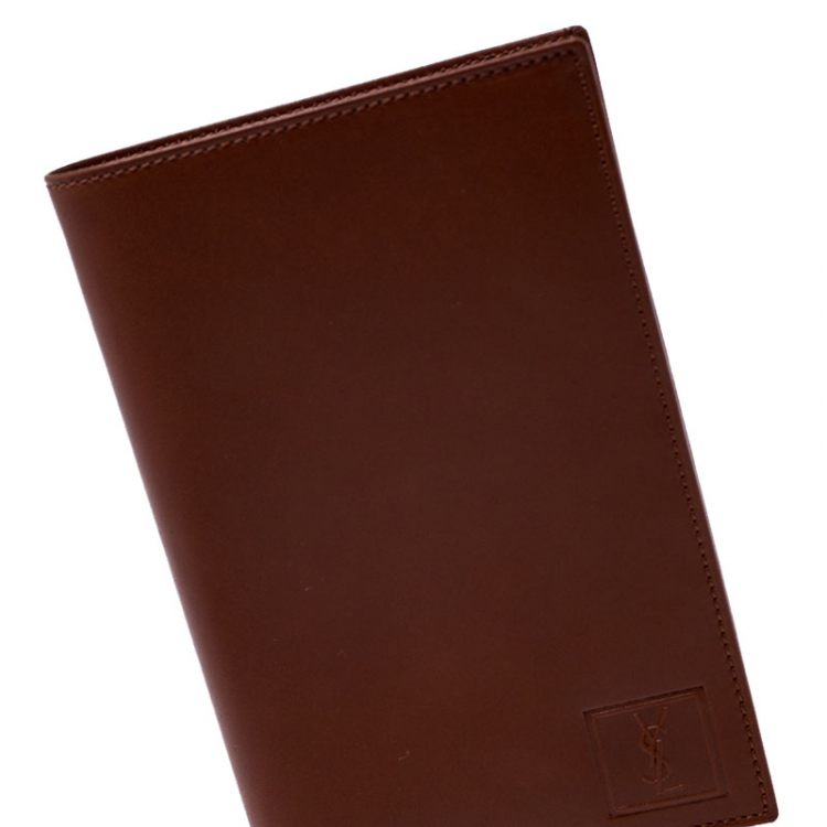 Pre Owned Saint Laurent Brown Leather Passport Cover