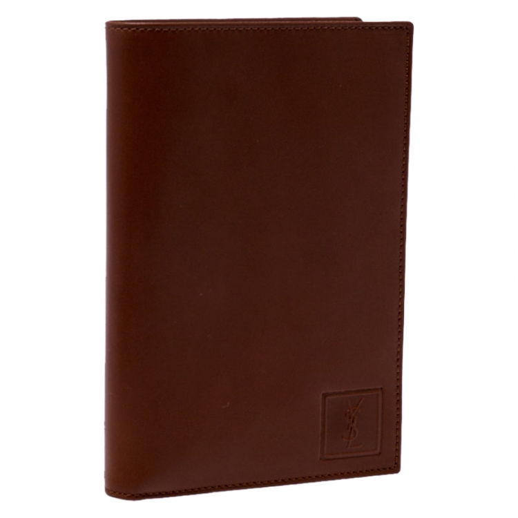 Pre Owned Saint Laurent Brown Leather Passport Cover