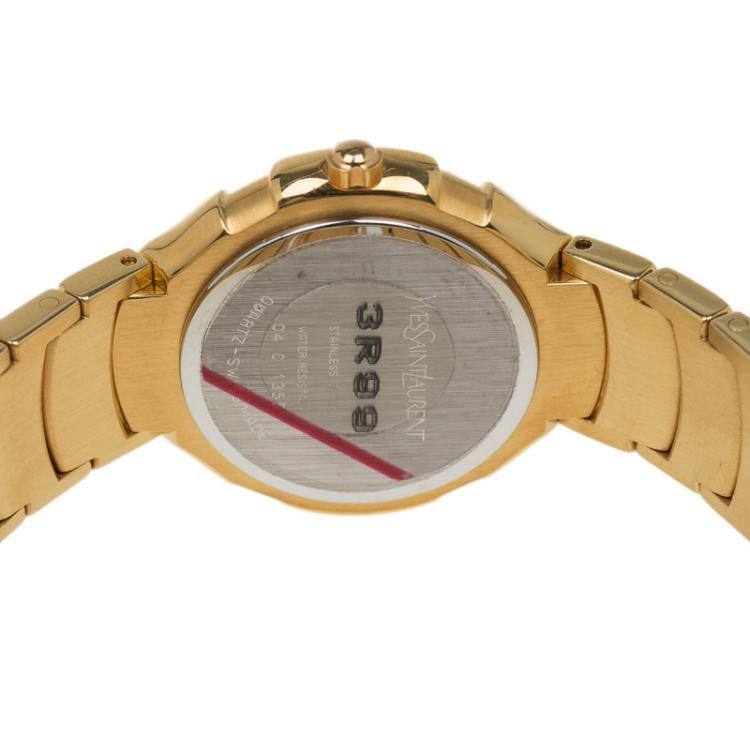 Pre Owned Saint Laurent Paris White Gold-Plated Stainless Steel Classic Women's Wristwatch 28MM