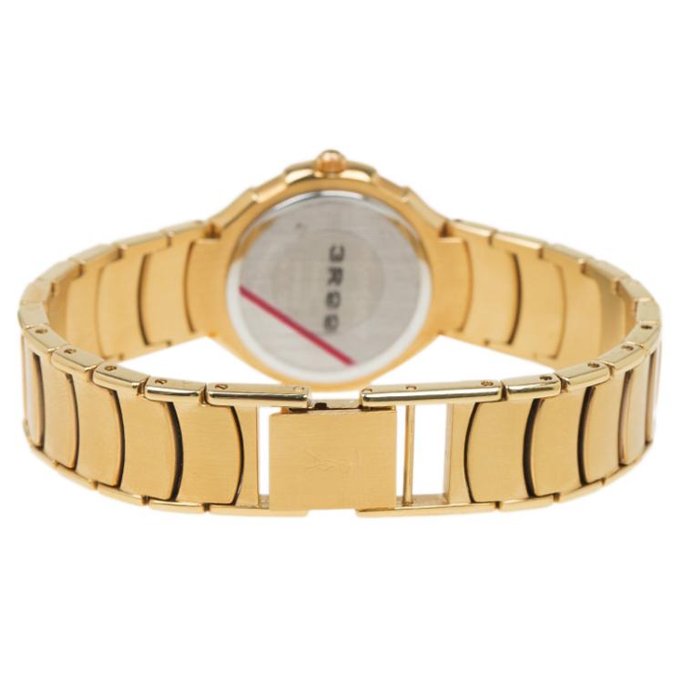 Pre Owned Saint Laurent Paris White Gold-Plated Stainless Steel Classic Women's Wristwatch 28MM