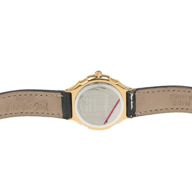 Pre Owned Saint Laurent Paris White Gold-Plated Stainless Steel Classic Women's Wristwatch 28MM