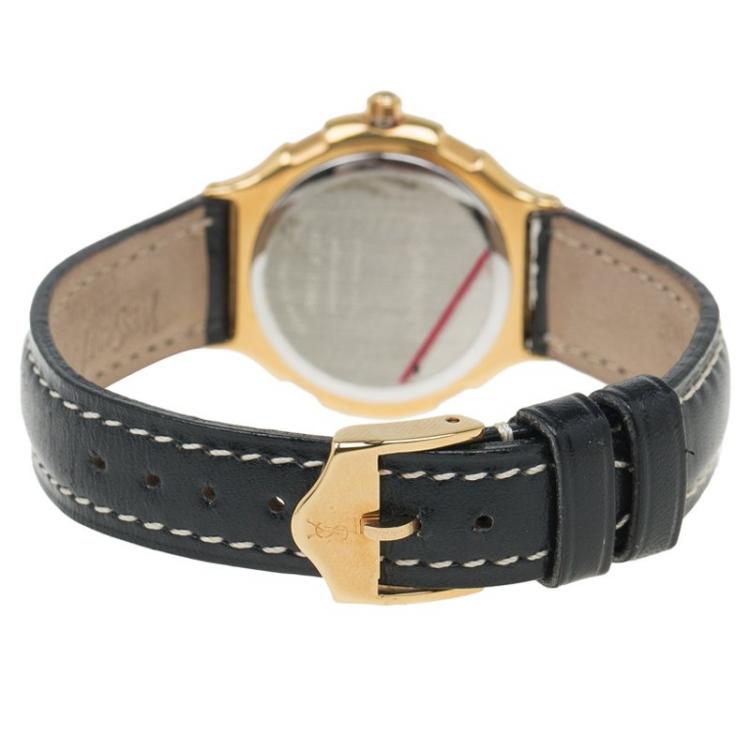 Pre Owned Saint Laurent Paris White Gold-Plated Stainless Steel Classic Women's Wristwatch 28MM