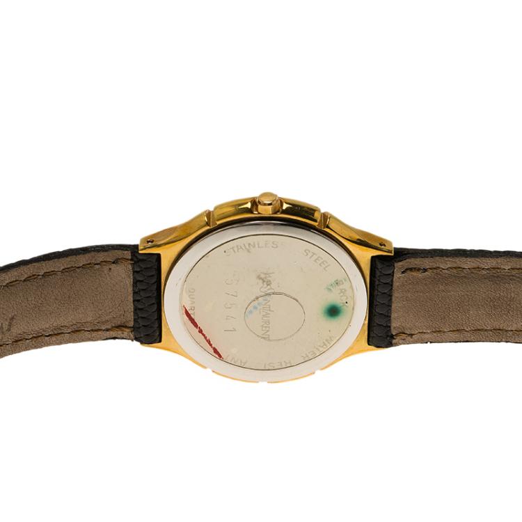 Pre Owned Saint Laurent Paris White Gold-Plated Stainless Steel Classic Women's Wristwatch 30MM