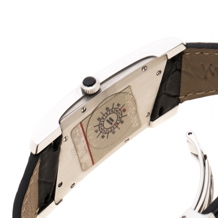 Pre Owned Yves Saint Laurent Paris Black Stainless Steel Rive Gauche Women's Wristwatch 24 mm
