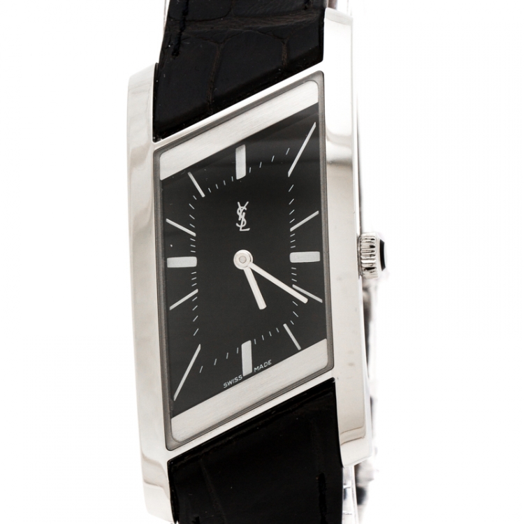 Pre Owned Yves Saint Laurent Paris Black Stainless Steel Rive Gauche Women's Wristwatch 24 mm