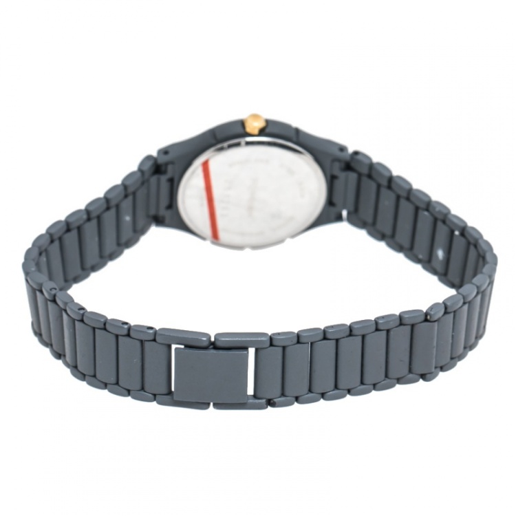 Pre Owned Saint Laurent Paris Red Grey PVD Coated Stainless Steel Classic Women's Wristwatch 24 mm