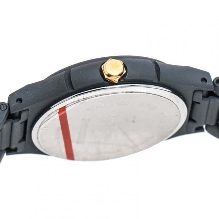 Pre Owned Saint Laurent Paris Red Grey PVD Coated Stainless Steel Classic Women's Wristwatch 24 mm