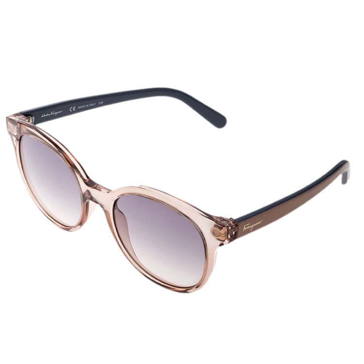 Pre Owned Salvatore Ferragamo Brown Transparent/Purple Gradient SF833S 290 Wayfarer Sunglasses