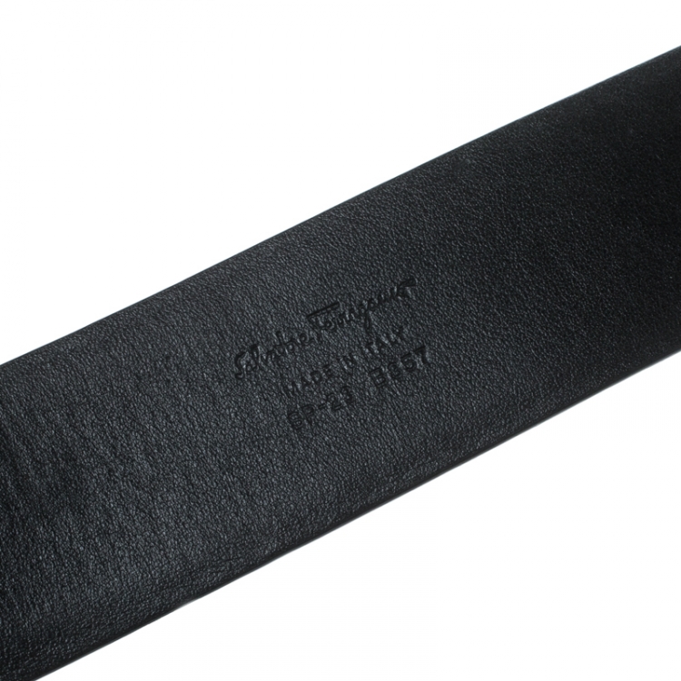 Pre Owned Salvatore Ferragamo Black Leather Ceylon Belt 75cm