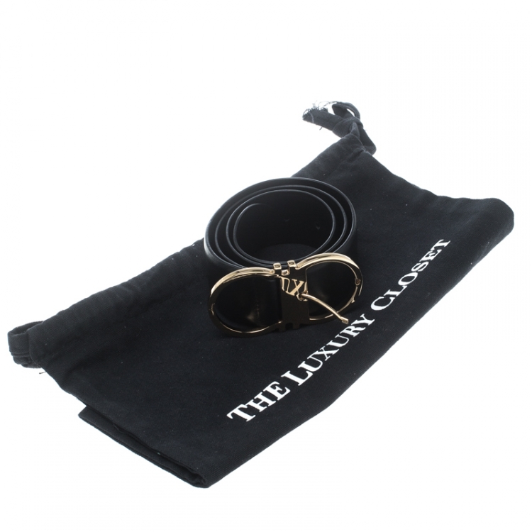 Pre Owned Salvatore Ferragamo Black Leather Ceylon Belt 75cm
