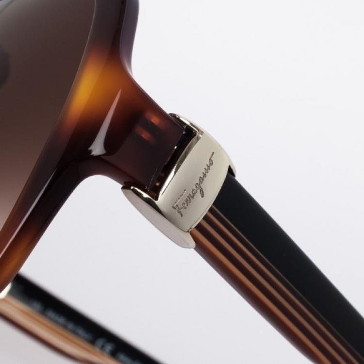 Pre Owned Salvatore Ferragamo Brown 659S Square Oversized Womens Sunglasses