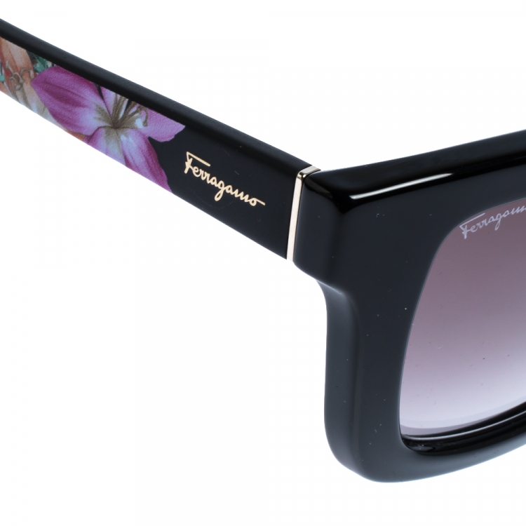 مملوكة مسبقًا Salvatore Ferragamo Black/Multicolor SF858S Gradient Printed Sunglasses
