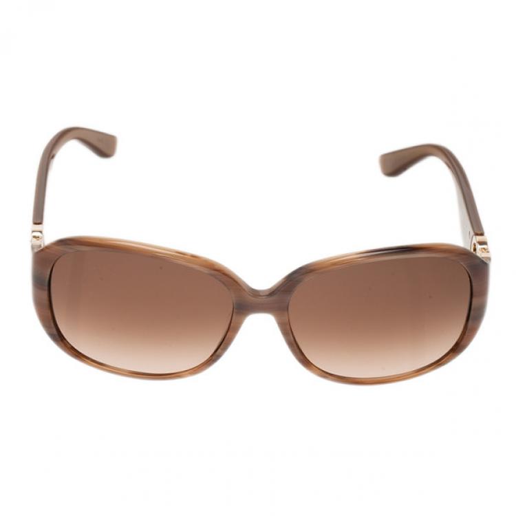 Pre Owned Salvatore Ferragamo Brown SF609S Square Sunglasses