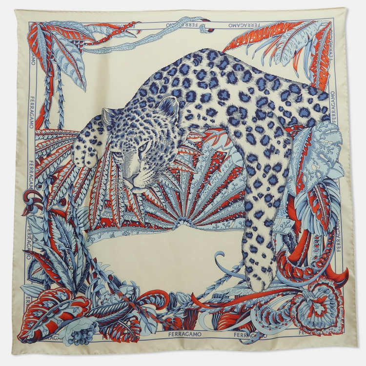 Pre Owned Salvatore Ferragamo Multicolor Togo Print Square Silk Scarf