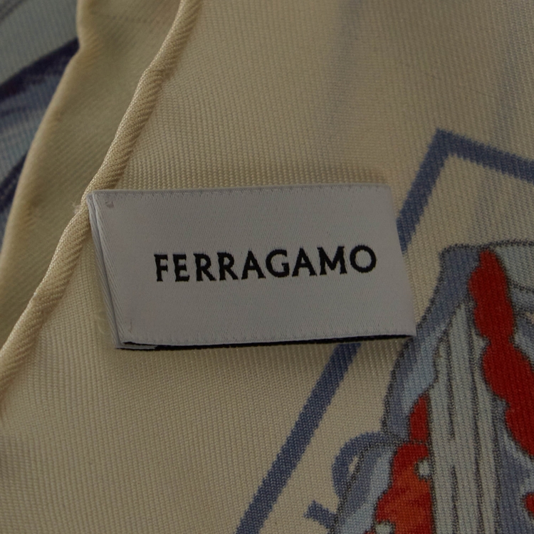 Pre Owned Salvatore Ferragamo Multicolor Togo Print Square Silk Scarf