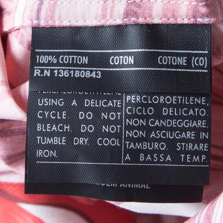Pre Owned Salvatore Ferragamo Red Leaf Printed Cotton Long Sleeve Shirt L