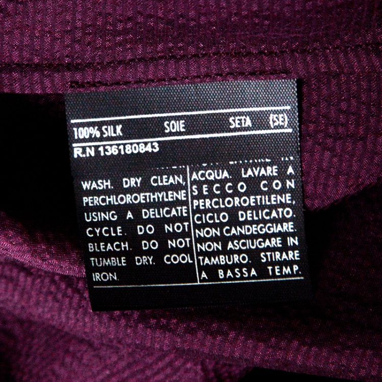 Pre Owned Salvatore Ferragamo Burgundy Textured Silk Long Sleeve Shirt L